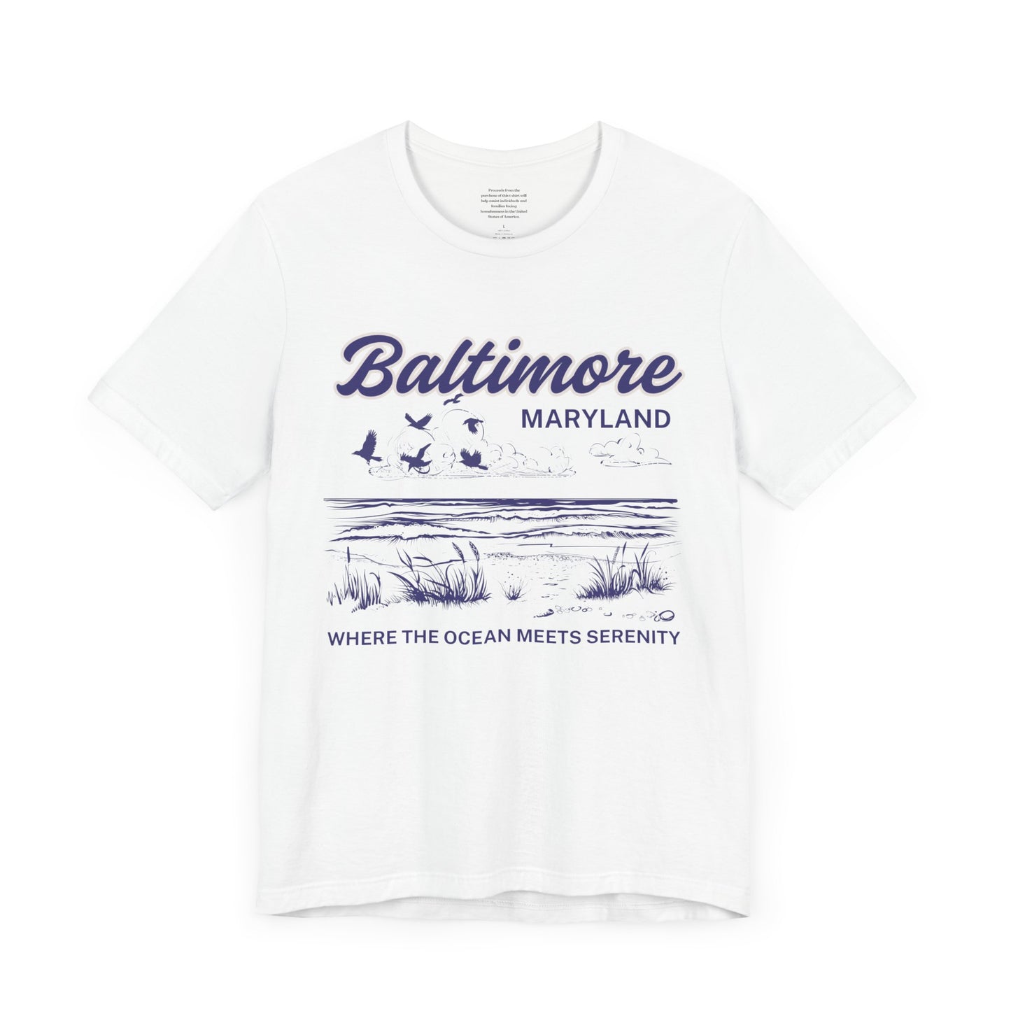 Where The Ocean Meets Serenity Baltimore - Unisex Short Sleeve Tee