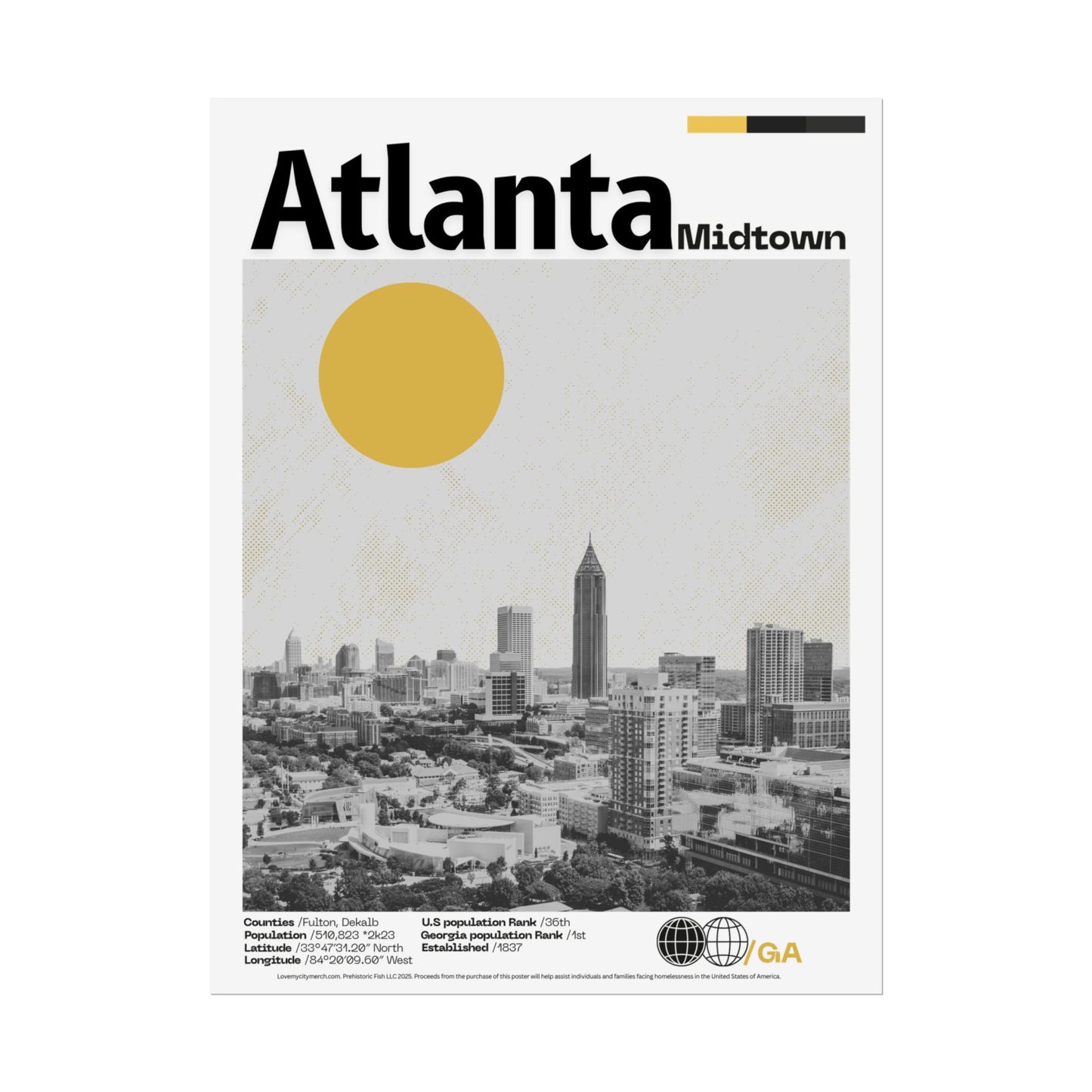 Midtown Atlanta - 18x24 Modern Wall Art Rolled Poster