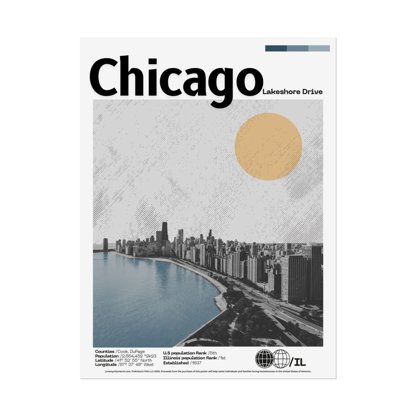 Chicago Lake Shore Drive - 18x24 Modern Wall Art Rolled Poster