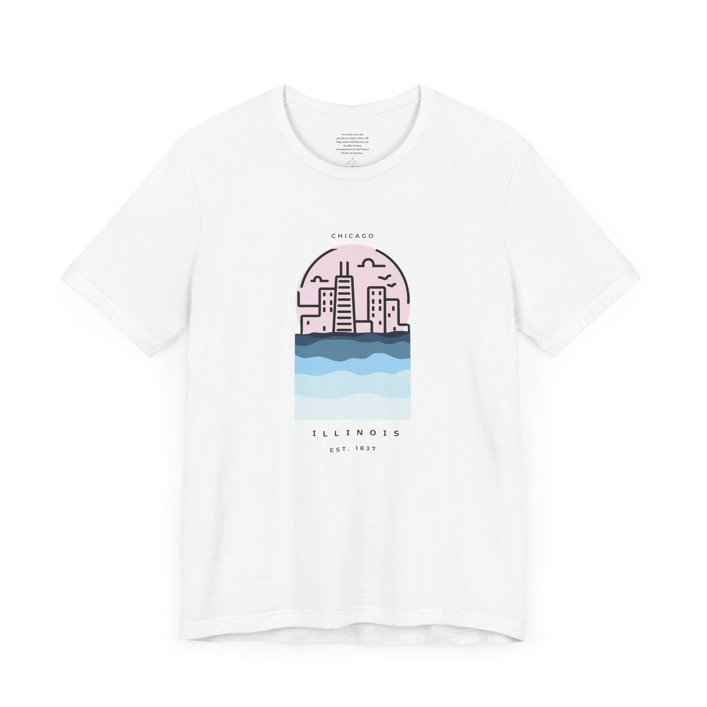 Chicago Lakefront 1837 - Casual Unisex T-Shirt for City Lovers