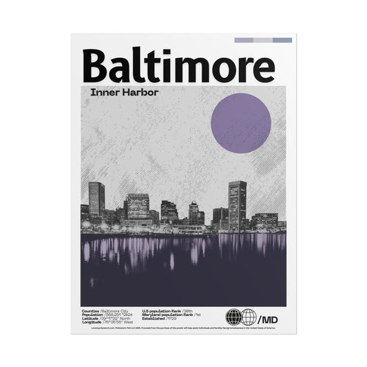 Baltimore Inner Harbor - 18x24 Modern Wall Art Rolled Poster
