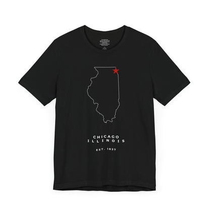 Chicago Red Star Map - Unisex Short Sleeve Tee