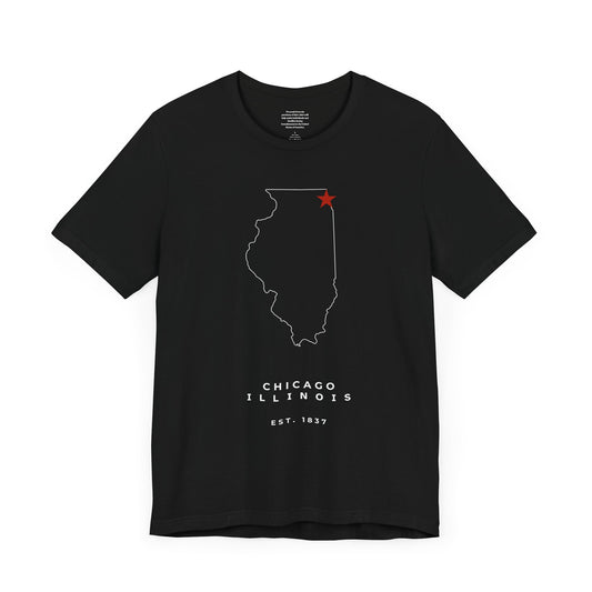 Chicago Red Star Map - Unisex Short Sleeve Tee