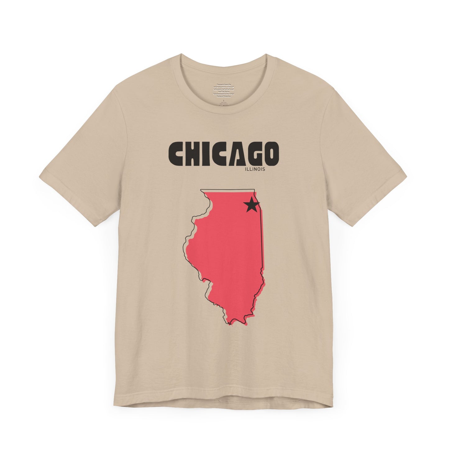 Chicago Illinois Star Map (Red) - Unisex Short Sleeve Tee