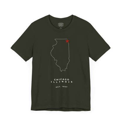 Chicago Red Star Map - Unisex Short Sleeve Tee