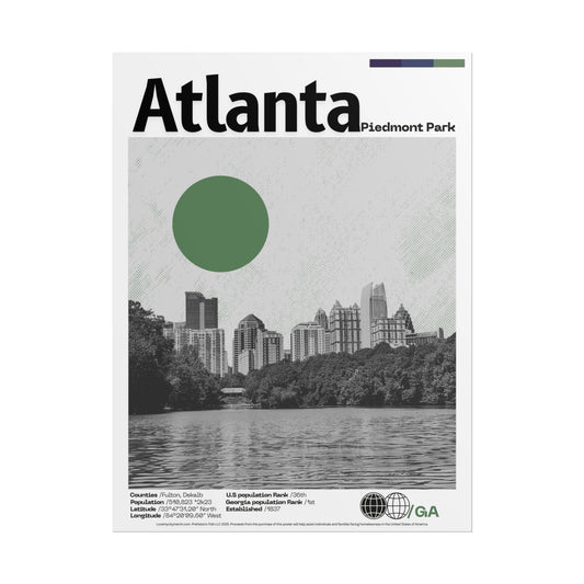 Piedmont Park Atlanta - 18x24 Modern Wall Art Rolled Poster