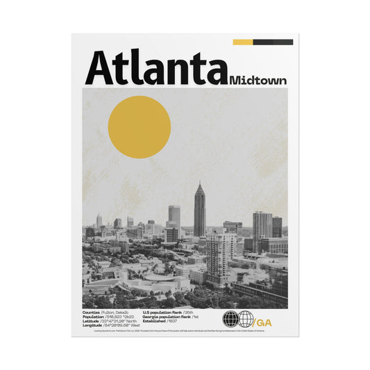 Midtown Atlanta - 18x24 Modern Wall Art Rolled Poster
