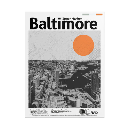 Baltimore Inner Harbor - 18x24 Modern Wall Art Rolled Poster
