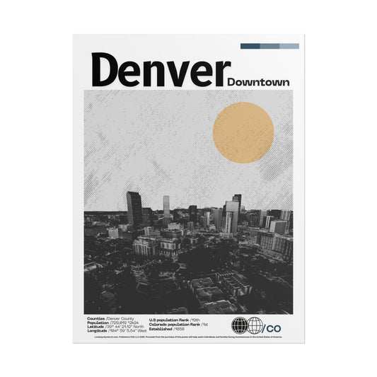 Downtown Denver- 18x24 Modern Wall Art Rolled Poster