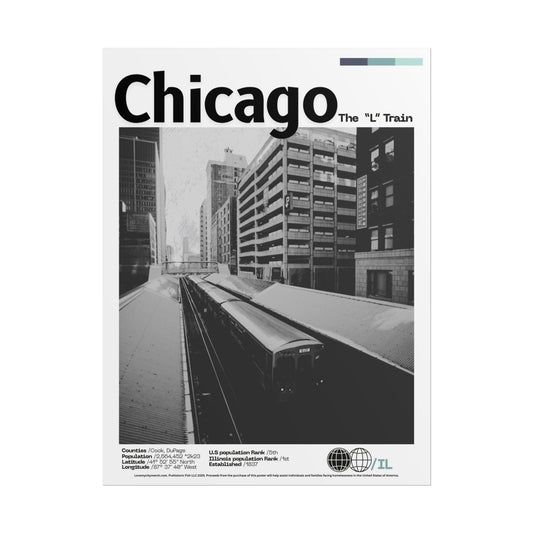 Chicago The “L” Train - 18x24 Modern Wall Art Rolled Poster