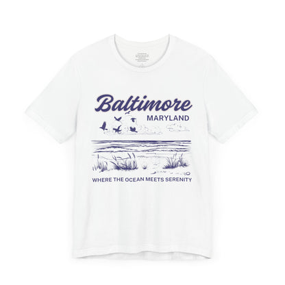 Where The Ocean Meets Serenity Baltimore - Unisex Short Sleeve Tee