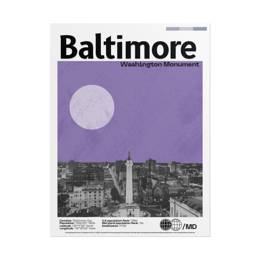 Washington Monument Baltimore - 18x24 Modern Wall Art Rolled Poster