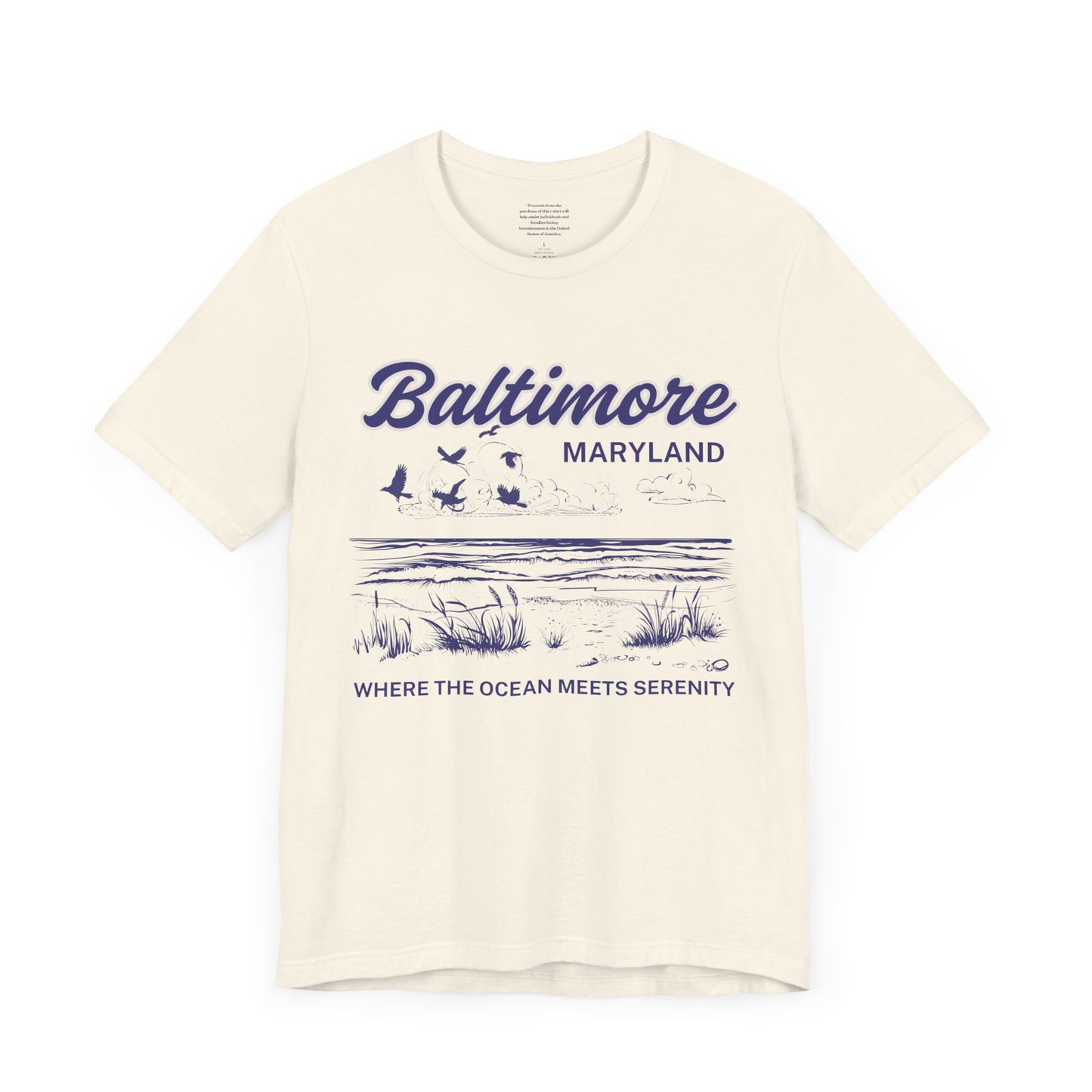 Where The Ocean Meets Serenity Baltimore - Unisex Short Sleeve Tee