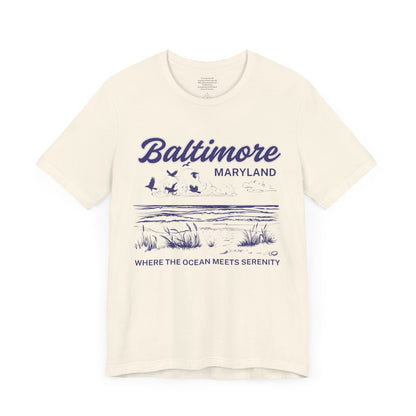 Where The Ocean Meets Serenity Baltimore - Unisex Short Sleeve Tee