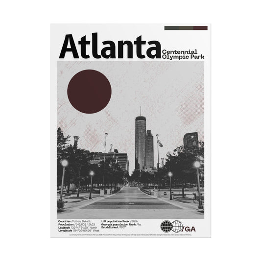 Atlanta Centennial Olympic Park - 18x24 Modern Wall Art Rolled Poster