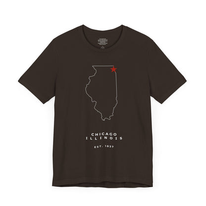 Chicago Red Star Map - Unisex Short Sleeve Tee