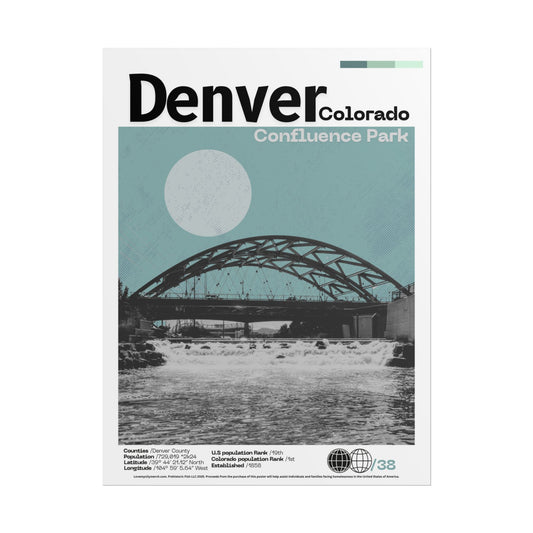 Confluence Park Denver - 18x24 Modern Wall Art Rolled Poster