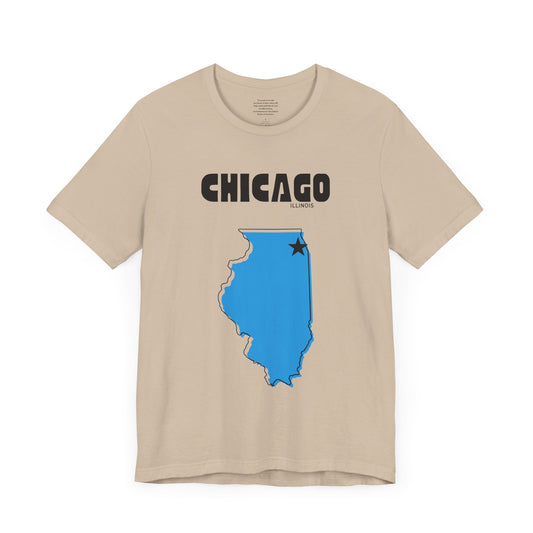Copy of Chicago Illinois Star Map (Blue) - Unisex Short Sleeve Tee