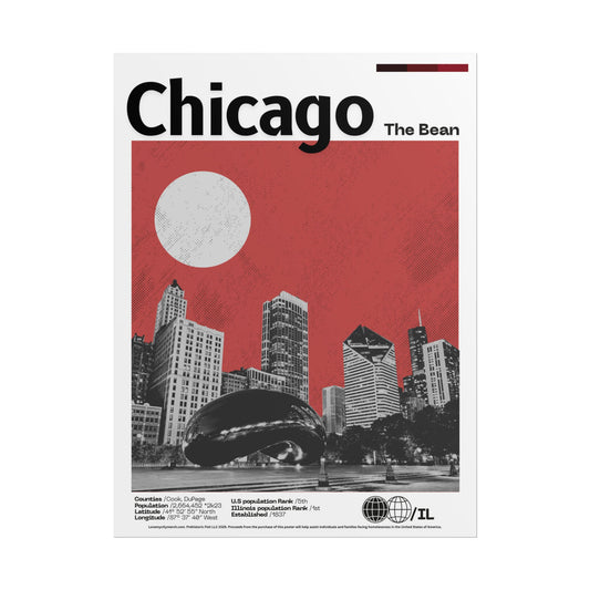 Chicago The Bean - 18x24 Modern Wall Art Rolled Poster