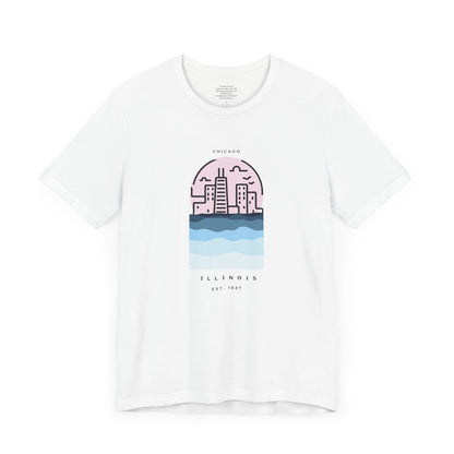 Chicago Lakefront 1837 - Casual Unisex T-Shirt for City Lovers