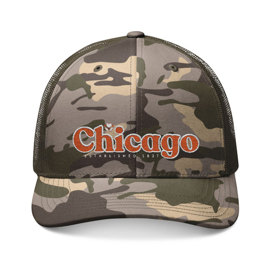 Helping Hearts Chicago - Camouflage Olive Embroidered Trucker Hat