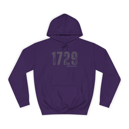 1729 Baltimore (Purple/Black) - Unisex College Hoodie