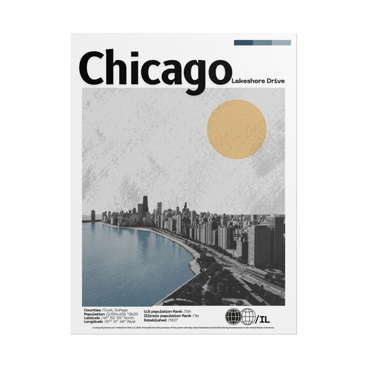 Chicago Lake Shore Drive - 18x24 Modern Wall Art Rolled Poster
